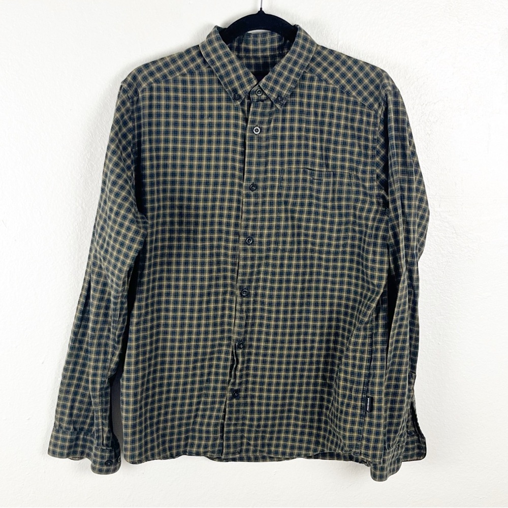 PATAGONIA 100% Organic Cotton Green Plaid Long Sleeves Button Shirt Medium